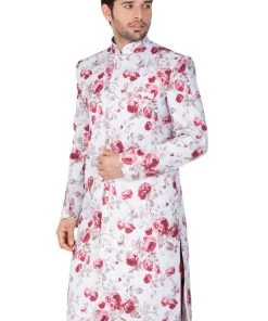 Vastramay Men's Multicolor Cotton Blend Sherwani Only Top