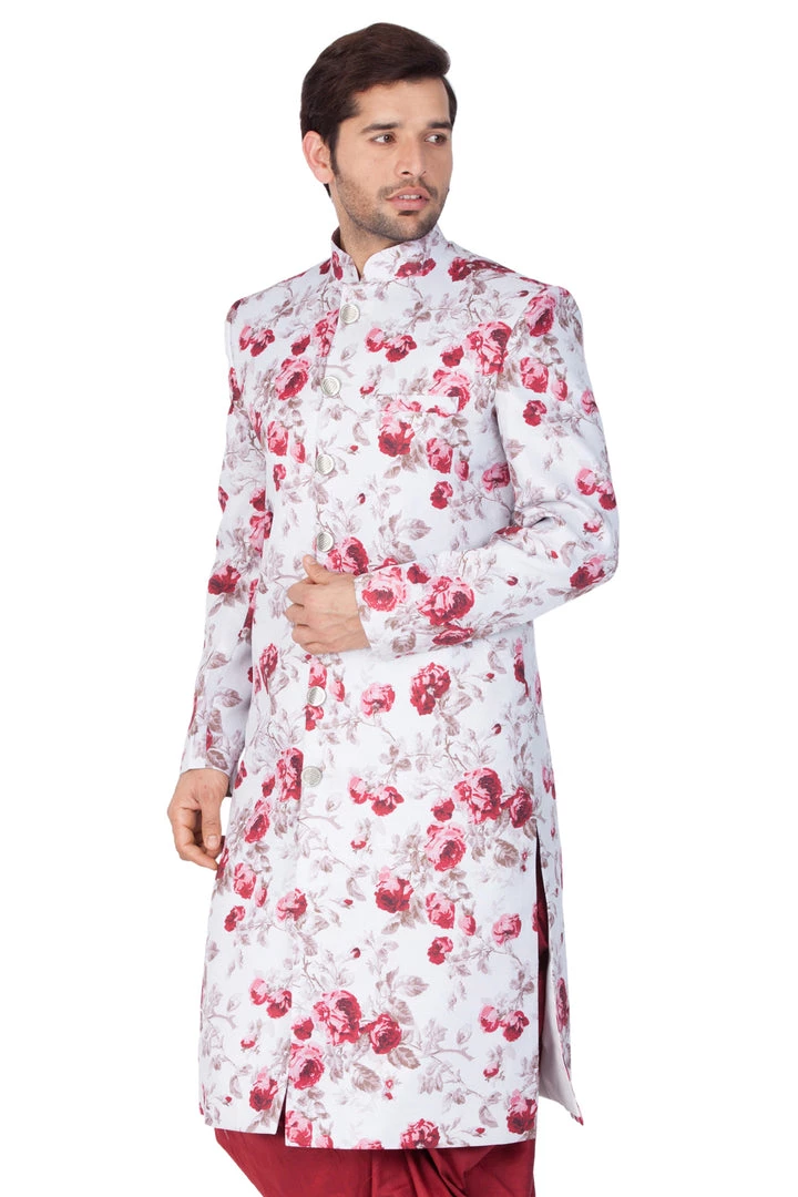 Vastramay Men's Multicolor Cotton Blend Sherwani Only Top 4 Vastramay Men's Multicolor Cotton Blend Sherwani Only Top