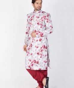 Vastramay Men's Multicolor Cotton Blend Sherwani Set