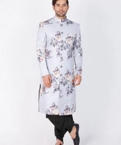 Vastramay Men's Multicolor Cotton Blend Sherwani Set