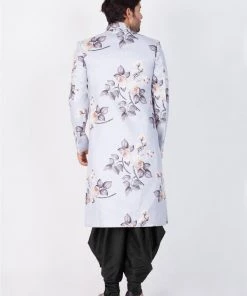 Vastramay Men's Multicolor Cotton Blend Sherwani Set