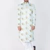 Vastramay Buy 1 Get 1 Men's Green Base Multicolor Cotton Blend Sherwani Set
