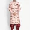 Vastramay Buy 1 Get 1 Men's Pink Cotton Satin Blend Sherwani Set