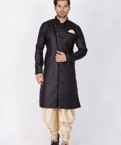 Vastramay Men's Black Cotton Blend Sherwani Only Top 12 Vastramay Men's Black Cotton Blend Sherwani Only Top
