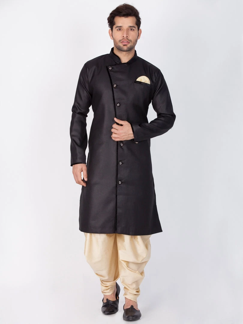 Vastramay Men's Black Cotton Blend Sherwani Only Top 7 Vastramay Men's Black Cotton Blend Sherwani Only Top