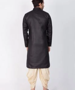 Vastramay Cotton Blend Black Baap Beta Sherwani Set