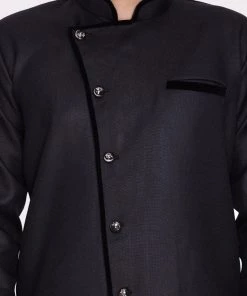 Vastramay Men's Black Cotton Blend Sherwani Only Top 11 Vastramay Men's Black Cotton Blend Sherwani Only Top