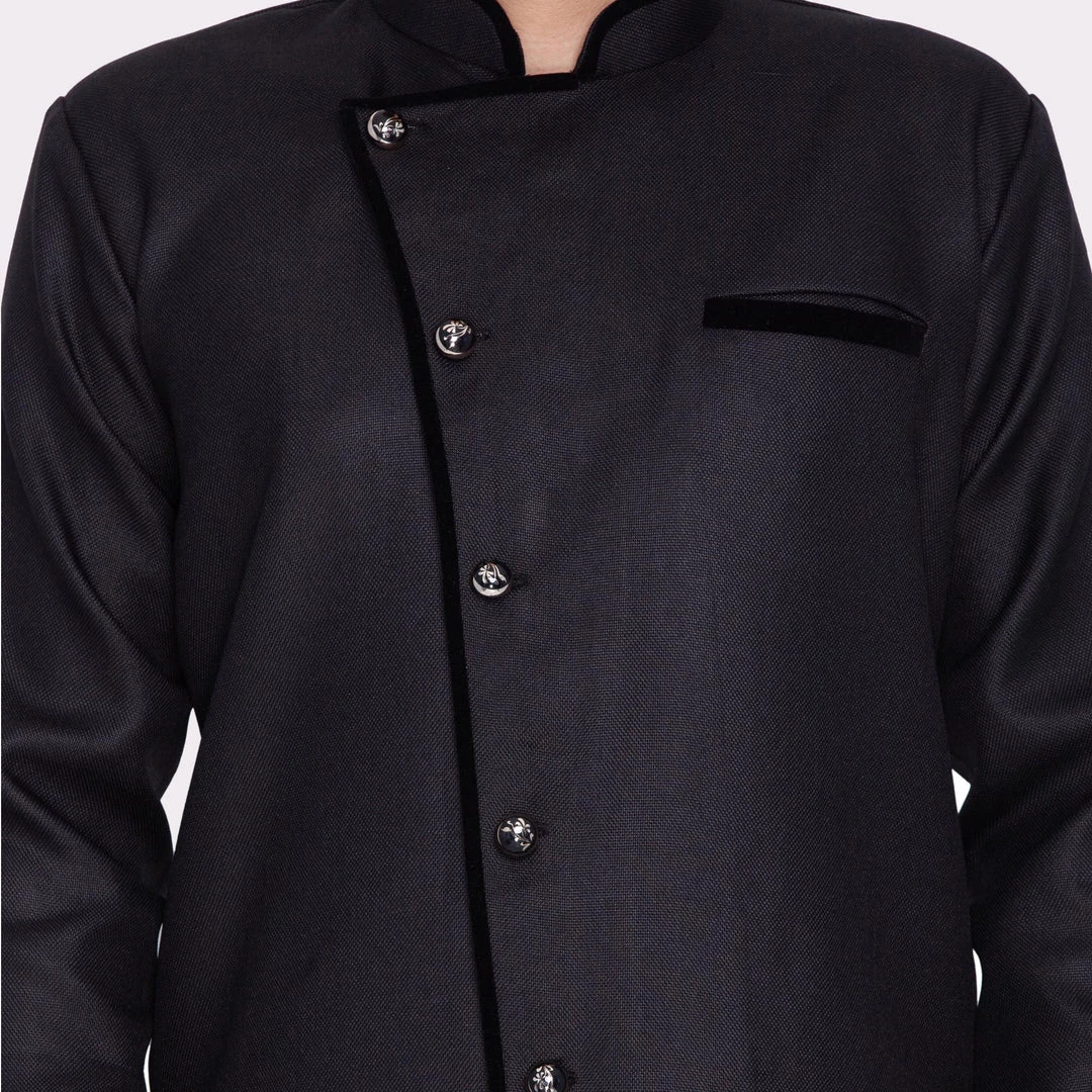 Vastramay Men's Black Cotton Blend Sherwani Only Top 6 Vastramay Men's Black Cotton Blend Sherwani Only Top