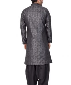 Sherwani/Indowestern Vastramay Silk Blend Grey Baap Beta Sherwani Set