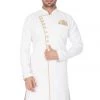 Vastramay Men's White Cotton Blend Sherwani Only Top