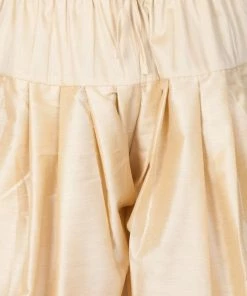 Vastramay Men's White And Gold Cotton Blend Sherwani Set