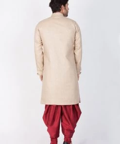 Vastramay Men's Brown Cotton Blend Sherwani Set