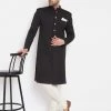 Sherwani/Indowestern Sets Vastramay Men's Black Silk Blend Sherwani Set 1 Sherwani/Indowestern Sets Vastramay Men's Black Silk Blend Sherwani Set