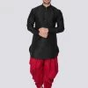 Vastramay Men's Black Silk Blend Kurta And Dhoti Pant Set 2 Vastramay Men's Black Silk Blend Kurta And Dhoti Pant Set