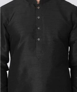 Vastramay Men's Black Silk Blend Kurta And Dhoti Pant Set 10 Vastramay Men's Black Silk Blend Kurta And Dhoti Pant Set