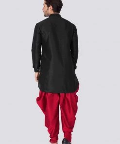 Vastramay Men's Black Silk Blend Kurta And Dhoti Pant Set 11 Vastramay Men's Black Silk Blend Kurta And Dhoti Pant Set