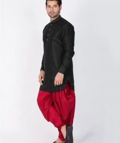 Vastramay Silk Blend Black And Maroon Baap Beta Dhoti Kurta Set 14 Vastramay Silk Blend Black And Maroon Baap Beta Dhoti Kurta Set