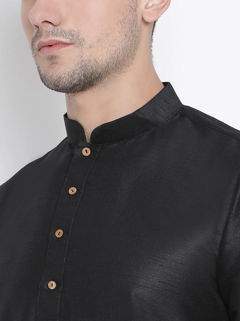 Vastramay Silk Blend Black And Rose Gold Baap Beta Dhoti Kurta Set 11 Vastramay Silk Blend Black And Rose Gold Baap Beta Dhoti Kurta Set