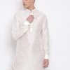 Vastramay Men's Cream Silk Blend Pathani Style Kurta