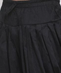 Vastramay Men's Cream Silk Blend Kurta And Black Dhoti Pant Set