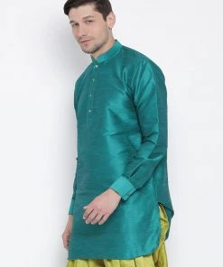 Vastramay Men's Green Silk Blend Kurta 13 Vastramay Men's Green Silk Blend Kurta