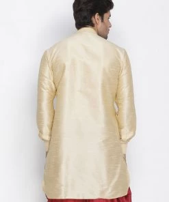 Vastramay Men's Gold Silk Blend Kurta