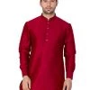 Vastramay Men's Maroon Silk Blend Kurta