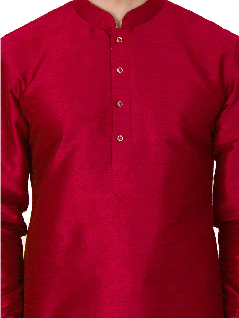 Vastramay Men's Maroon Silk Blend Kurta 6 Vastramay Men's Maroon Silk Blend Kurta