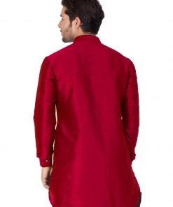 Vastramay Men's Maroon Silk Blend Kurta 10 Vastramay Men's Maroon Silk Blend Kurta