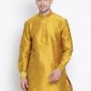 Vastramay Men's Yellow Silk Blend Kurta