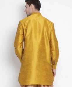 Vastramay Men's Yellow Silk Blend Kurta 10 Vastramay Men's Yellow Silk Blend Kurta