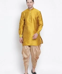 Vastramay Men's Yellow Silk Blend Kurta 12 Vastramay Men's Yellow Silk Blend Kurta