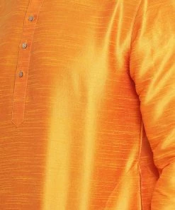 Vastramay Men's Orange Silk Blend Kurta