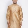 Vastramay Men's Rose Gold Silk Blend Kurta