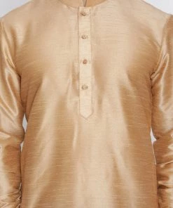 Vastramay Men's Rose Gold Silk Blend Kurta 11 Vastramay Men's Rose Gold Silk Blend Kurta