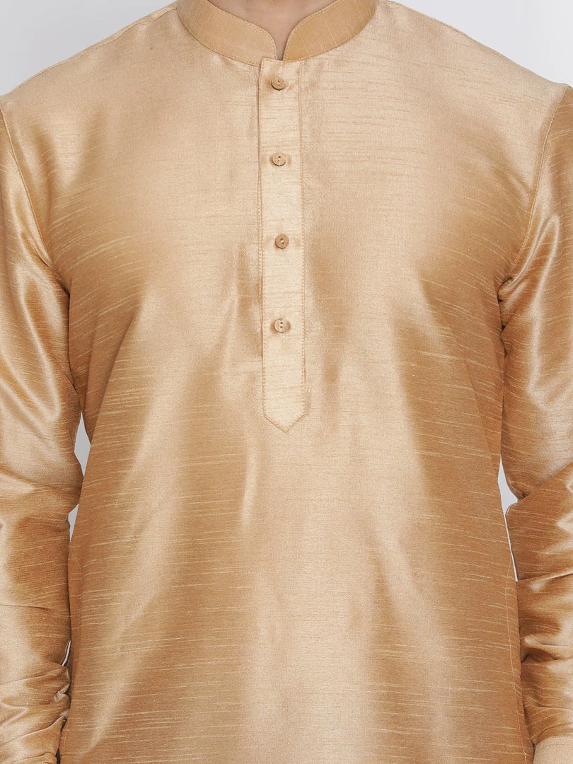 Vastramay Men's Rose Gold Silk Blend Kurta 6 Vastramay Men's Rose Gold Silk Blend Kurta
