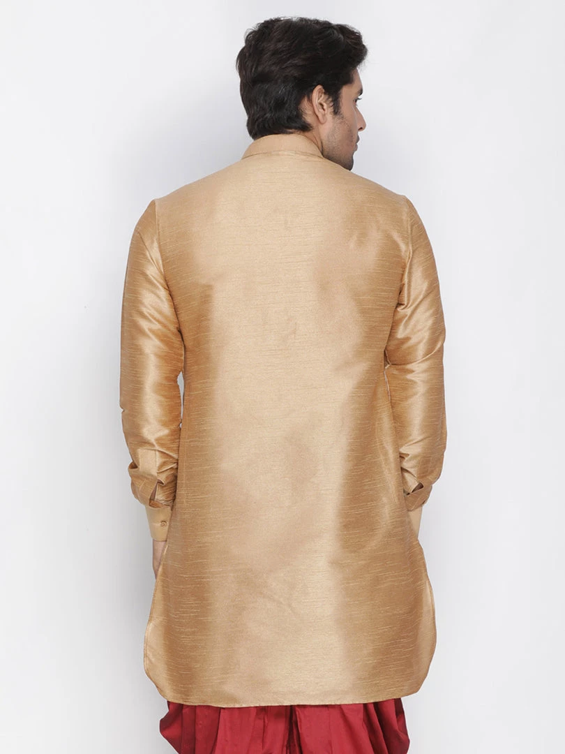 Vastramay Men's Rose Gold Silk Blend Kurta 5 Vastramay Men's Rose Gold Silk Blend Kurta