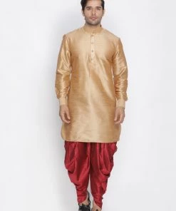 Vastramay Men's Rose Gold Silk Blend Kurta 12 Vastramay Men's Rose Gold Silk Blend Kurta