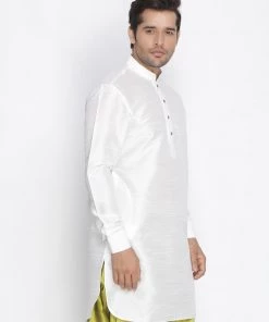 Vastramay Men's White Silk Blend Kurta