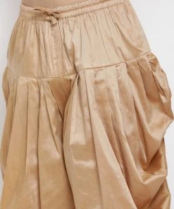 Vastramay Silk Blend White And Rose Gold Baap Beta Dhoti Kurta Set