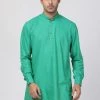 Vastramay Men's Green Cotton Blend Kurta