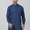 Vastramay Men's Navy Blue Cotton Blend Kurta