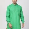 Vastramay Men's Green Cotton Blend Kurta