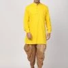 Vastramay Buy 1 Get 1 Men's Yellow Cotton Blend Kurta And Dhoti Pant Set