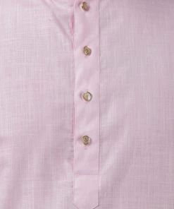 Vastramay Men's Pink Cotton Linen Blend Kurta 11 Vastramay Men's Pink Cotton Linen Blend Kurta