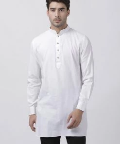 Vastramay Men's White Cotton Linen Blend Kurta Buy 1 Get 1
