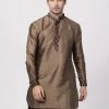 Vastramay Men's Bronze And Black Silk Blend Kurta