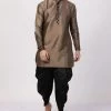 Vastramay Men's Bronze And Black Silk Blend Kurta And Dhoti Set