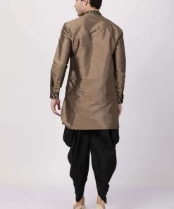 Vastramay Silk Blend Bronze And Black Baap Beta Dhoti Kurta Set 17 Vastramay Silk Blend Bronze And Black Baap Beta Dhoti Kurta Set