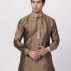Vastramay Men's Gold Silk Blend Kurta